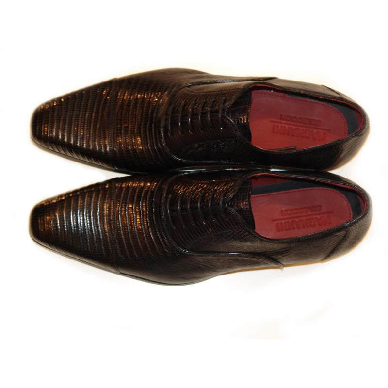Magnanni Exclusive-Luis 3831 Lizard Cap Toe Lace Up Black