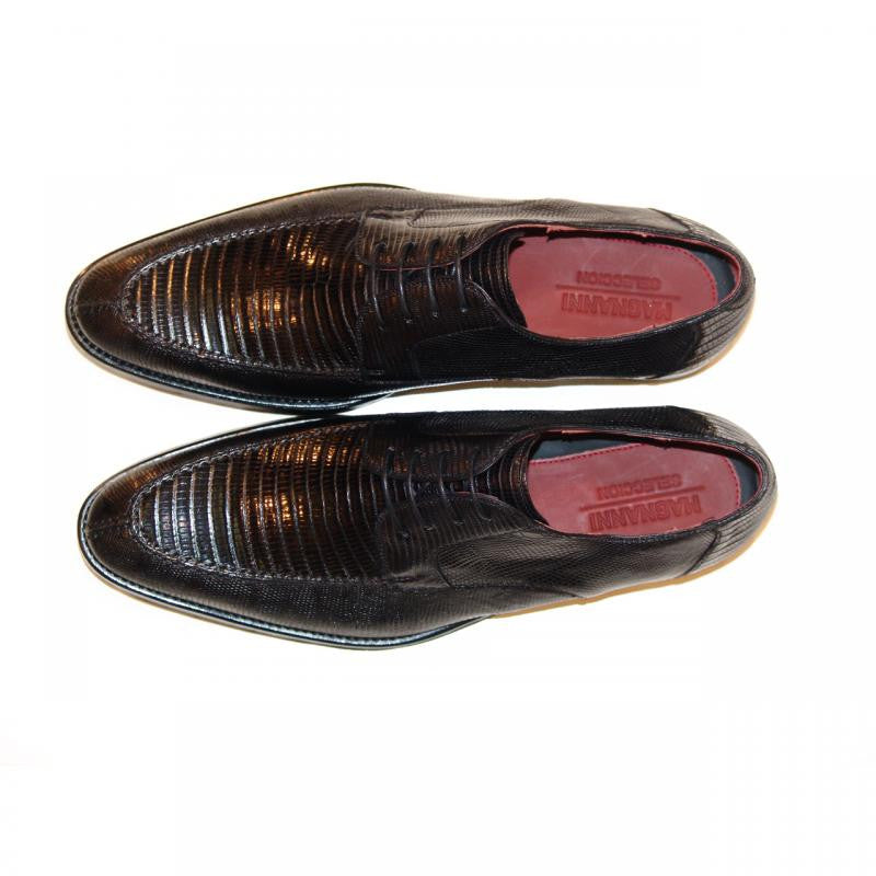 Magnanni Exclusive- Ian-6214 Lizard Split Toe Lace Up Black