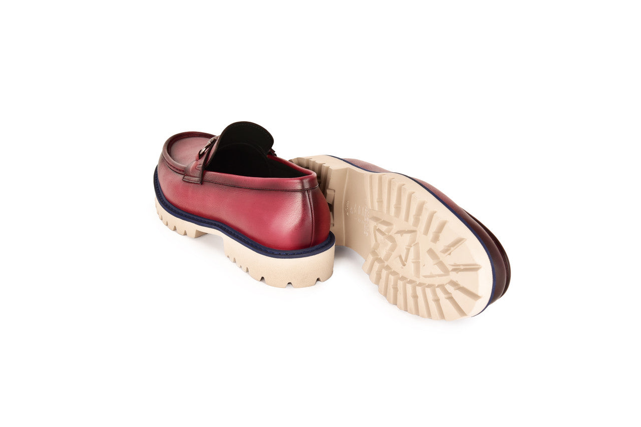 C0001203- 7887 Loafer with silver buckle- Burgundy