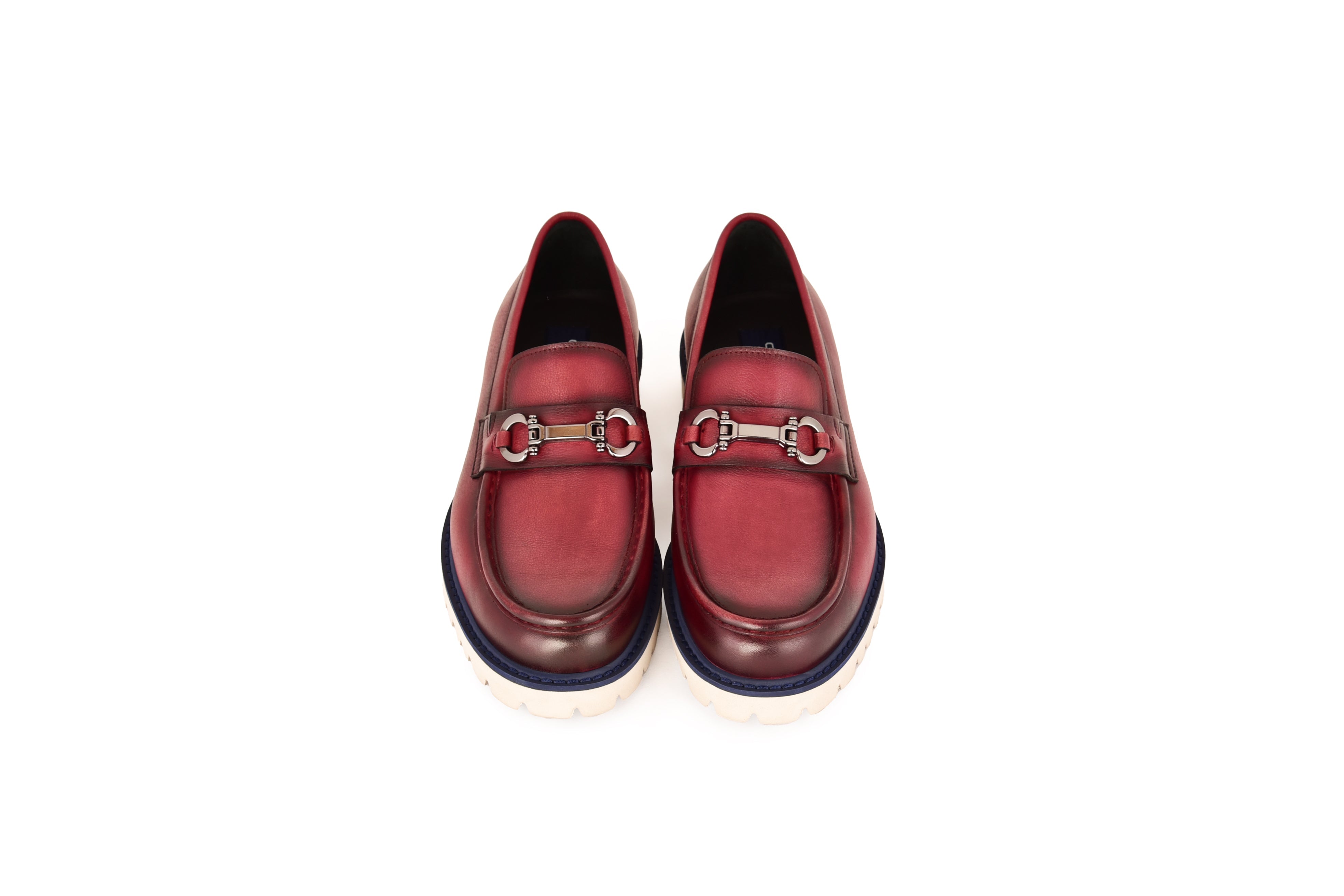 C0001203-7887 loafer with silver buckle-burgundy