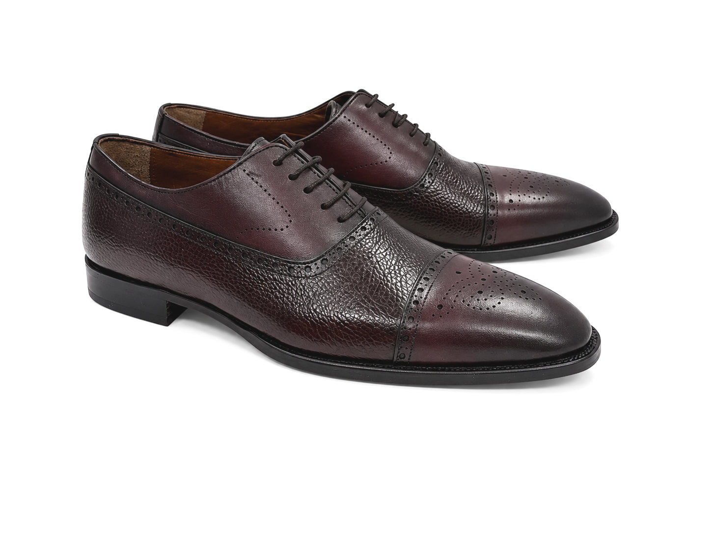 P0025 -2228 -Cap toe deer skin lace up- Burgundy