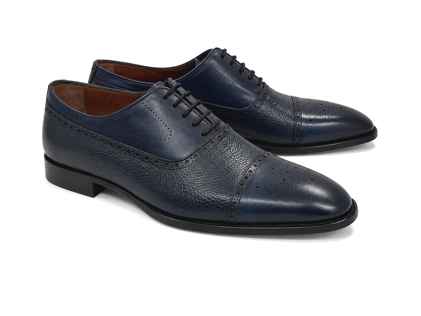 P0024 -2228 -Cap toe deer skin lace up- navy