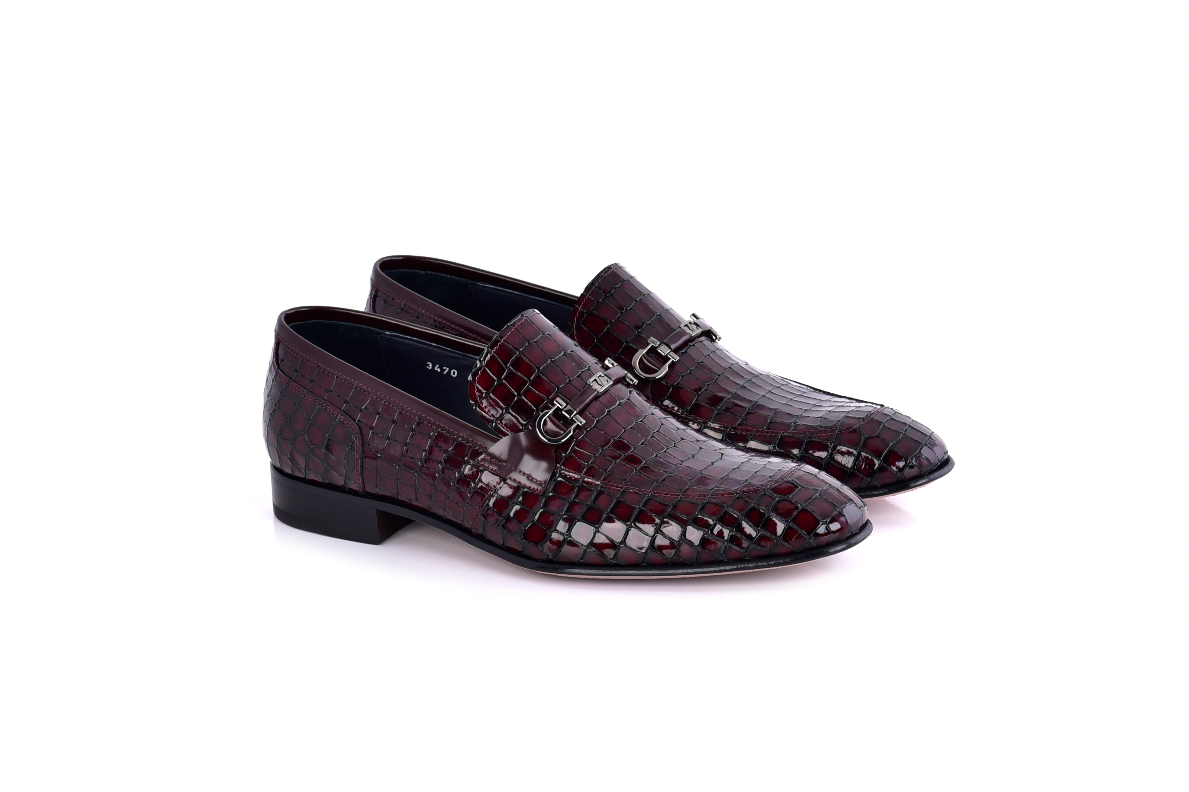 C01709-3470BC Croco Leather with Buckle-Burgundy