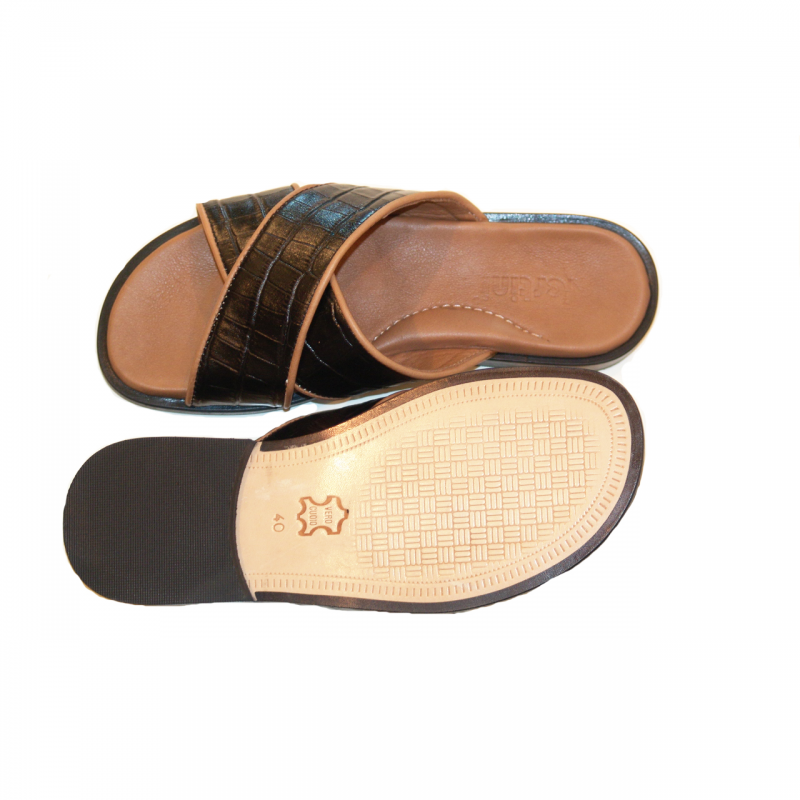 Pelle Line Exclusive 421 Sandal Black Croco leather