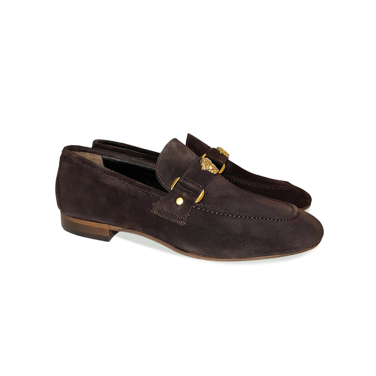 Pelle Line Lucas- Loafer with Medusa ornament- Brown Suede