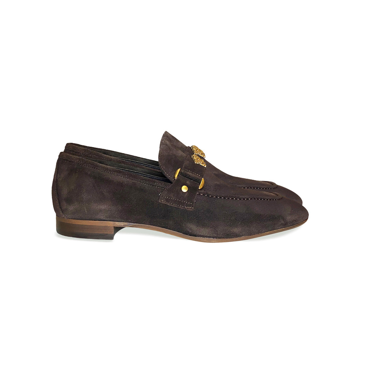Pelle Line Lucas- Loafer with Medusa ornament- Brown Suede