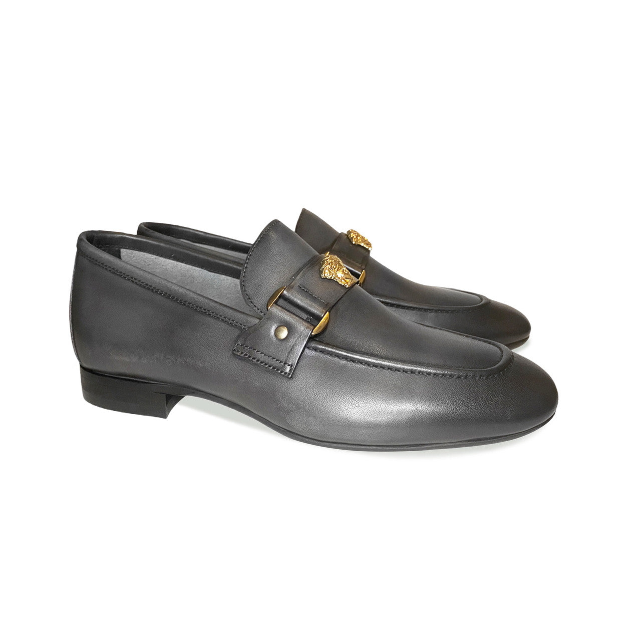 Pelle Line Lucas- Loafer with Medusa ornament- Grey