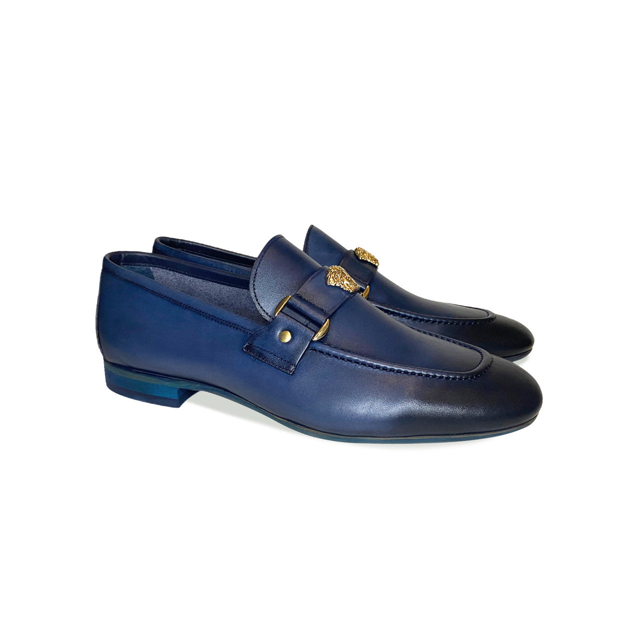 Pelle Line Lucas- Loafer with Medusa ornament- Navy