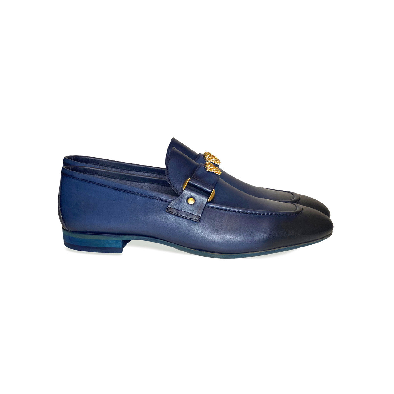 Pelle Line Lucas- Loafer with Medusa ornament- Navy