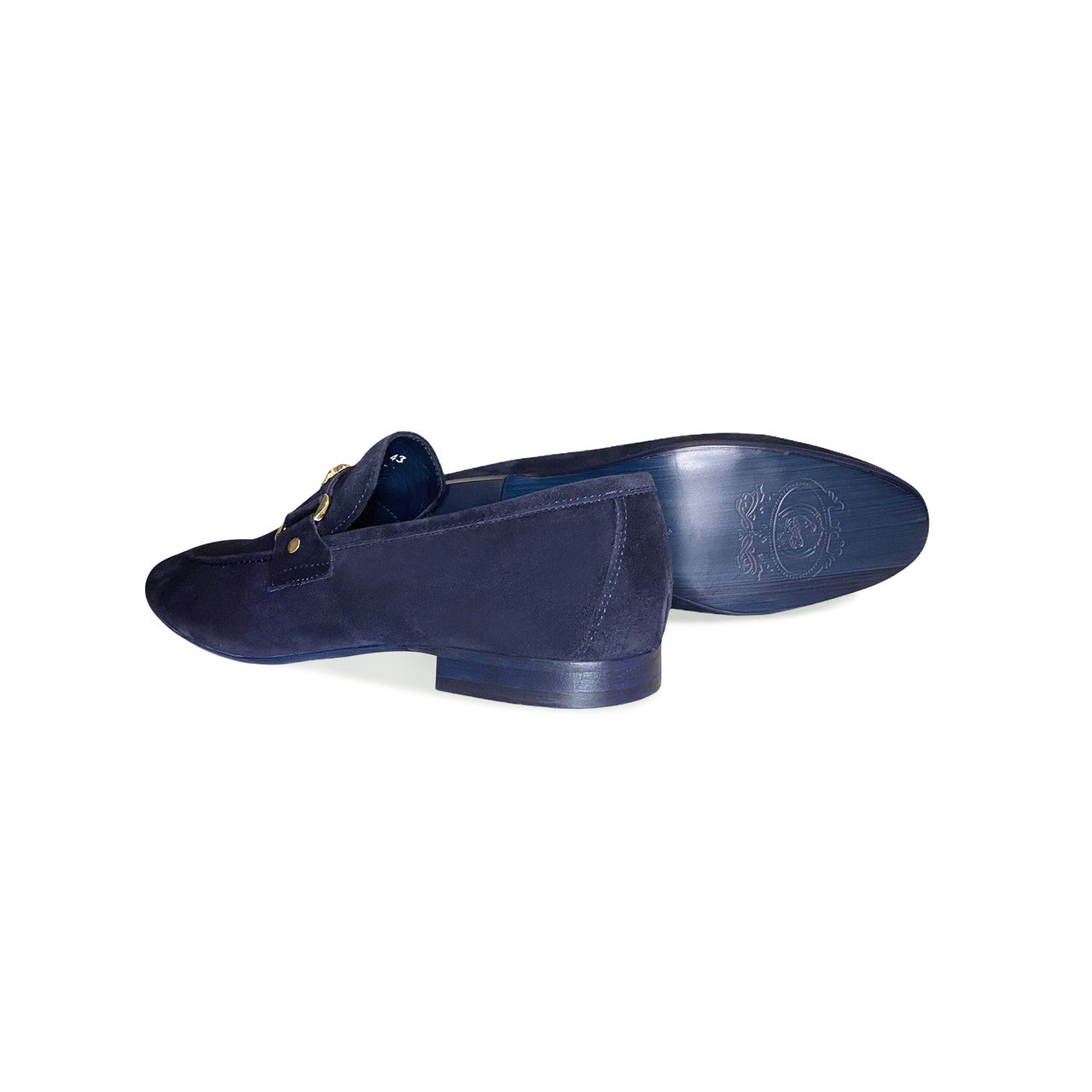Pelle Line Lucas- Loafer with Medusa ornament- Navy Suede