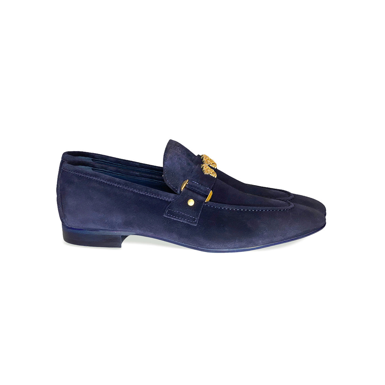 Pelle Line Lucas- Loafer with Medusa ornament- Navy Suede