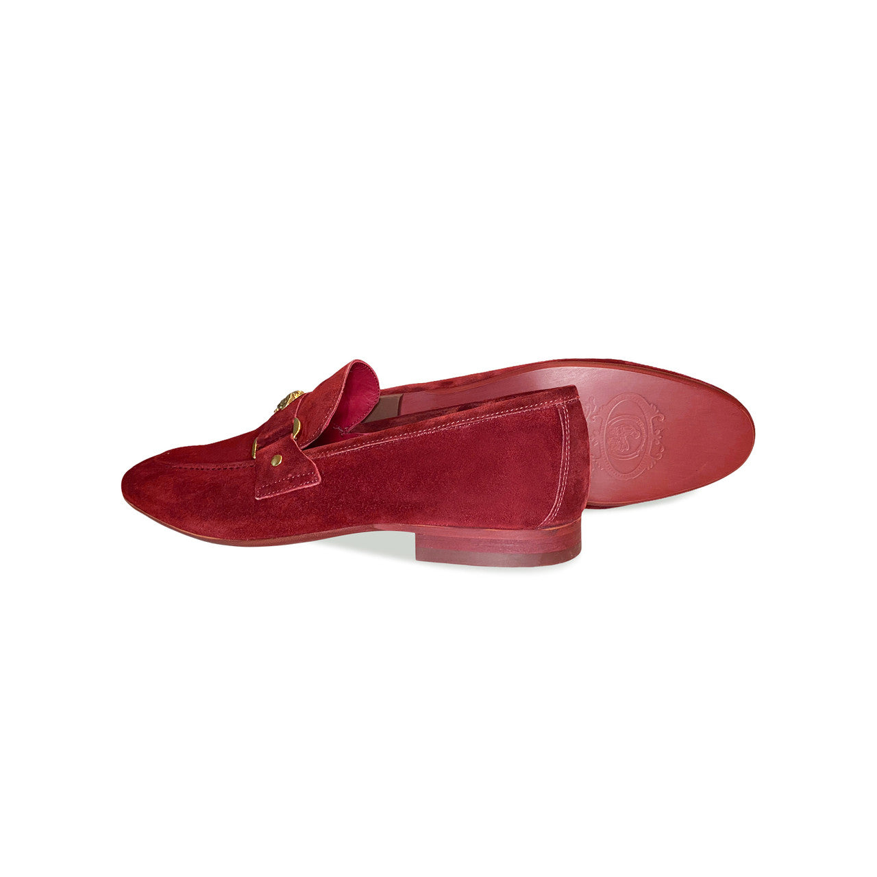 Pelle Line Lucas- Loafer with Medusa ornament- Cherry Suede