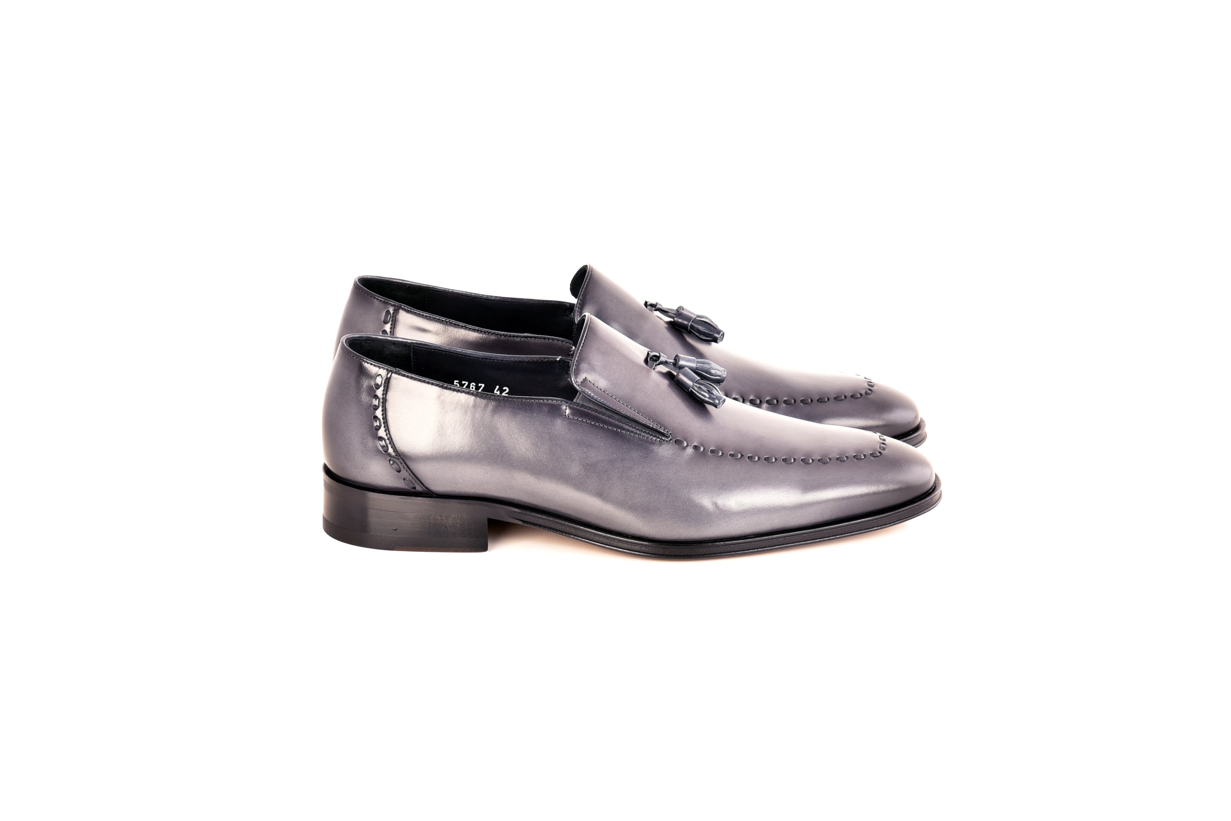 C099-5767 Lux leather tassel loafer-Grey