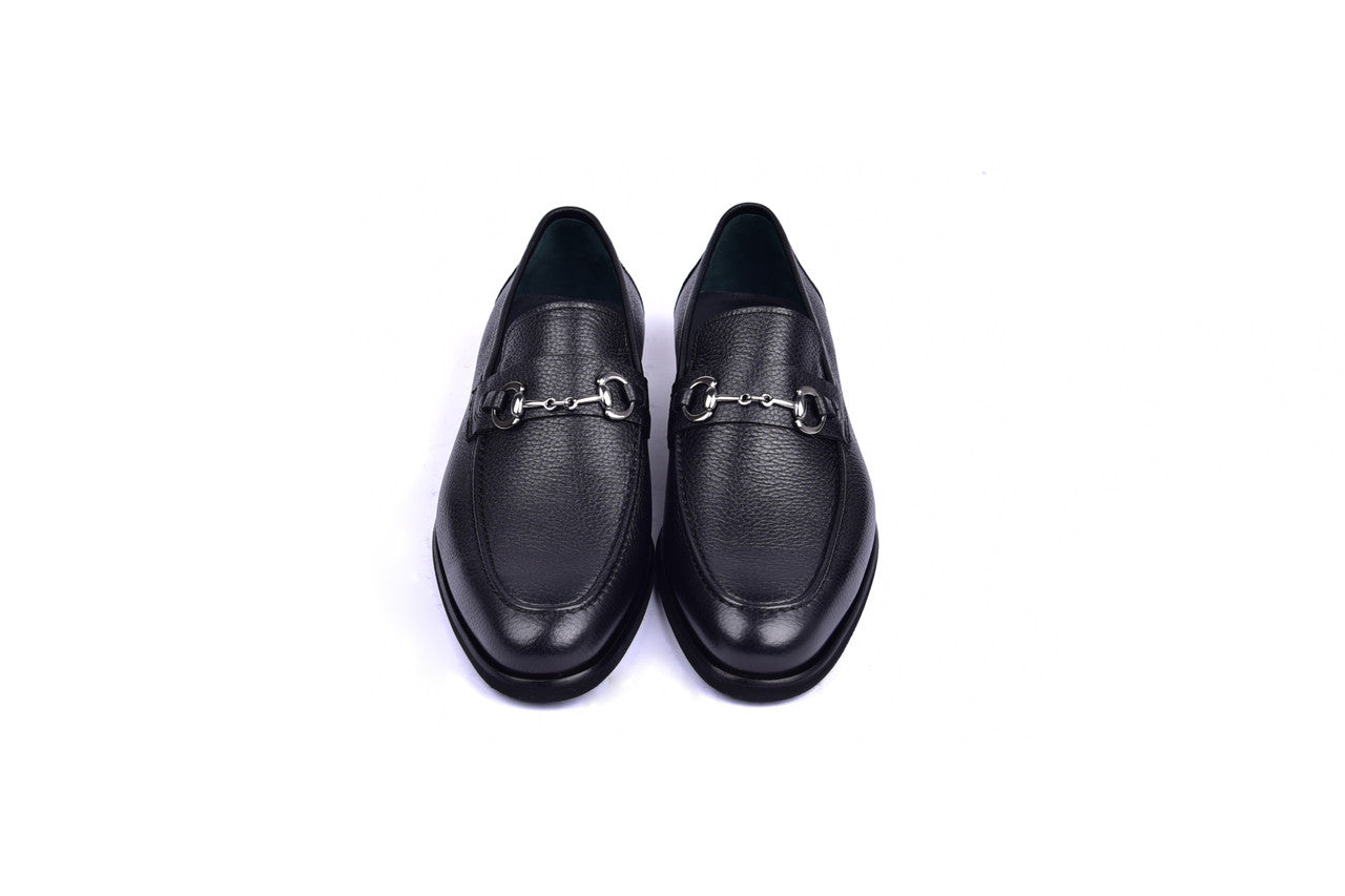 C001103-5844 Deer Skin Buckle Loafer-Black