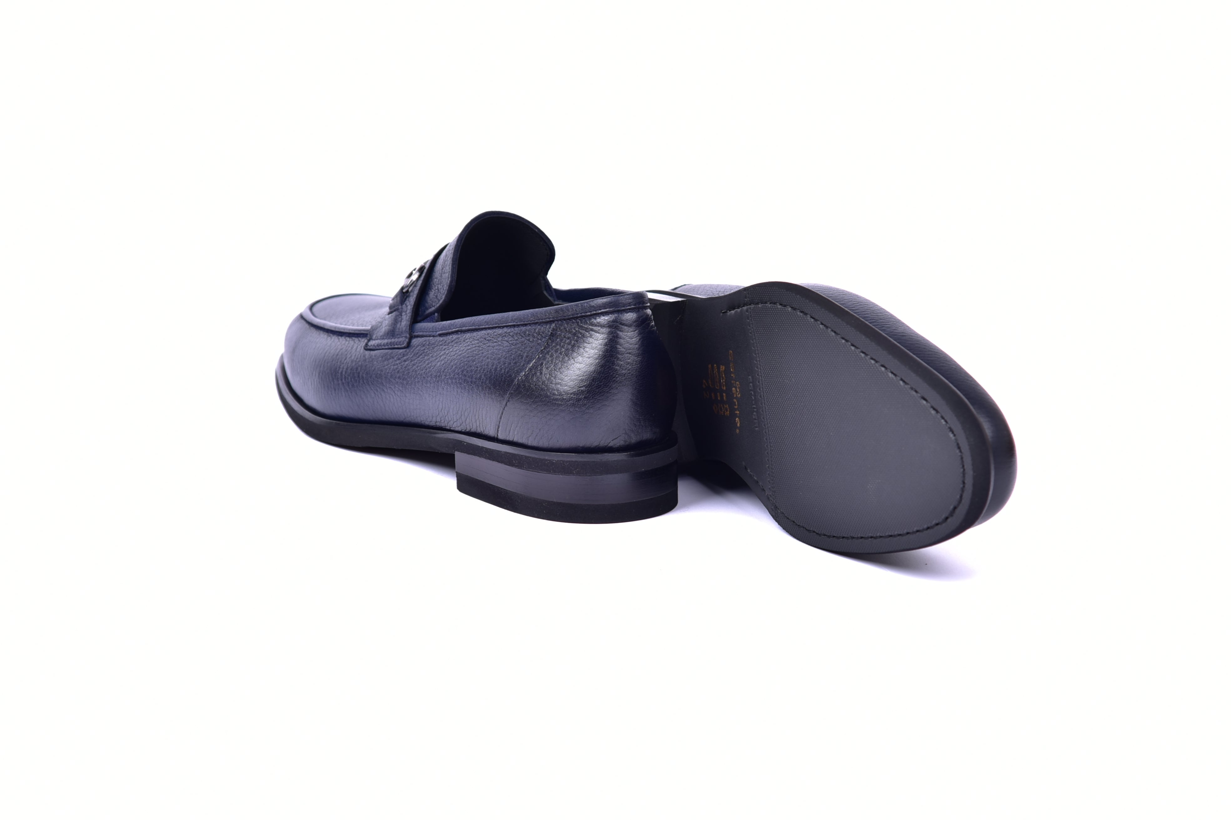 C001104-5844 Deer Skin Buckle Loafer- Navy