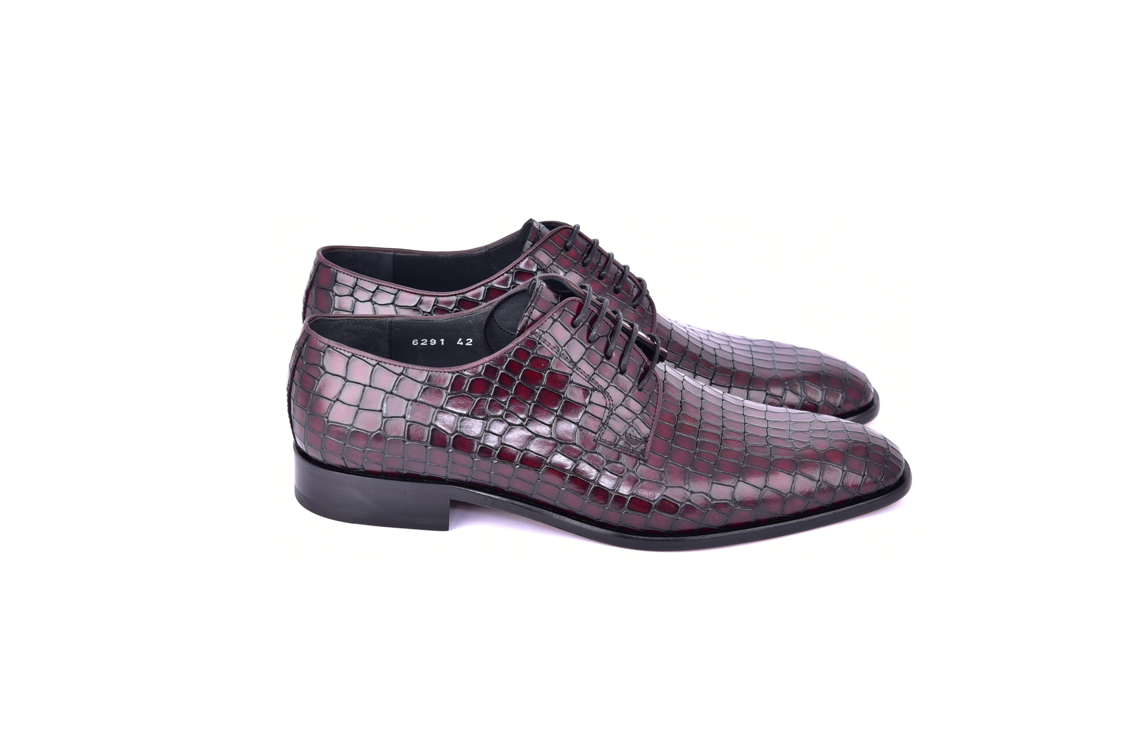 C01506-6291C Croco lace up- Burgundy