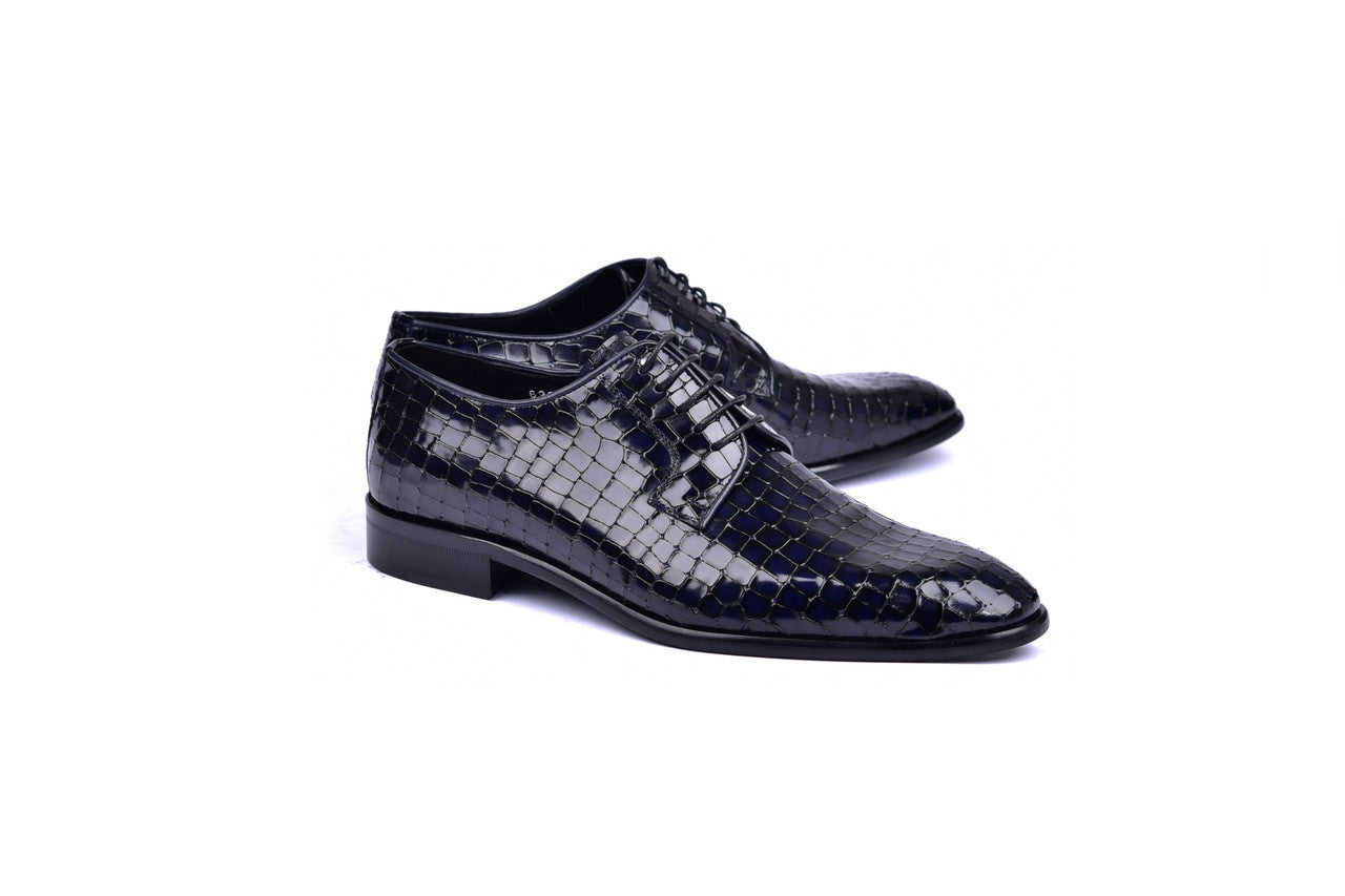 C01507- 6291C Croco lace up- Navy