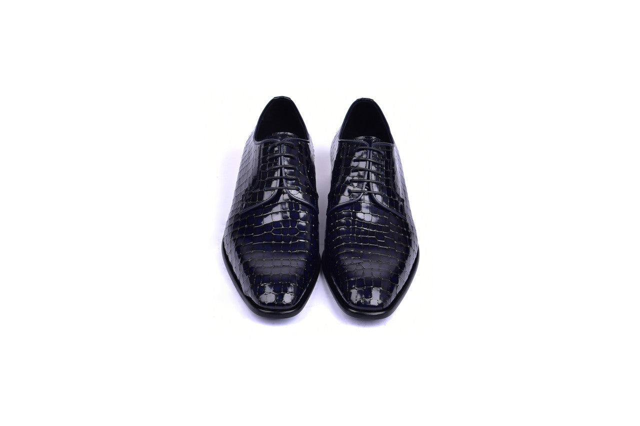 C01507- 6291C Croco lace up- Navy