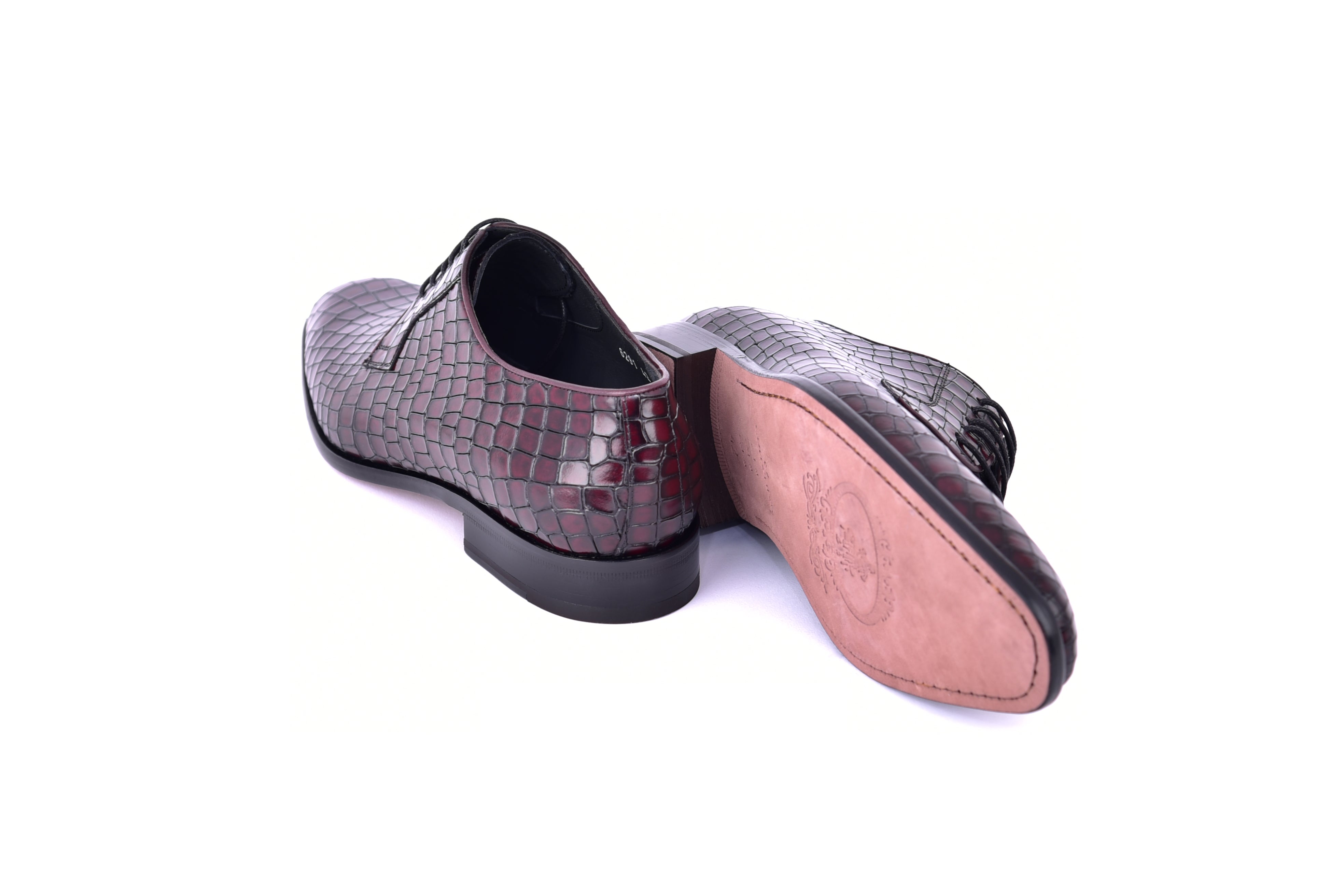 C01506-6291C Croco lace up- Burgundy