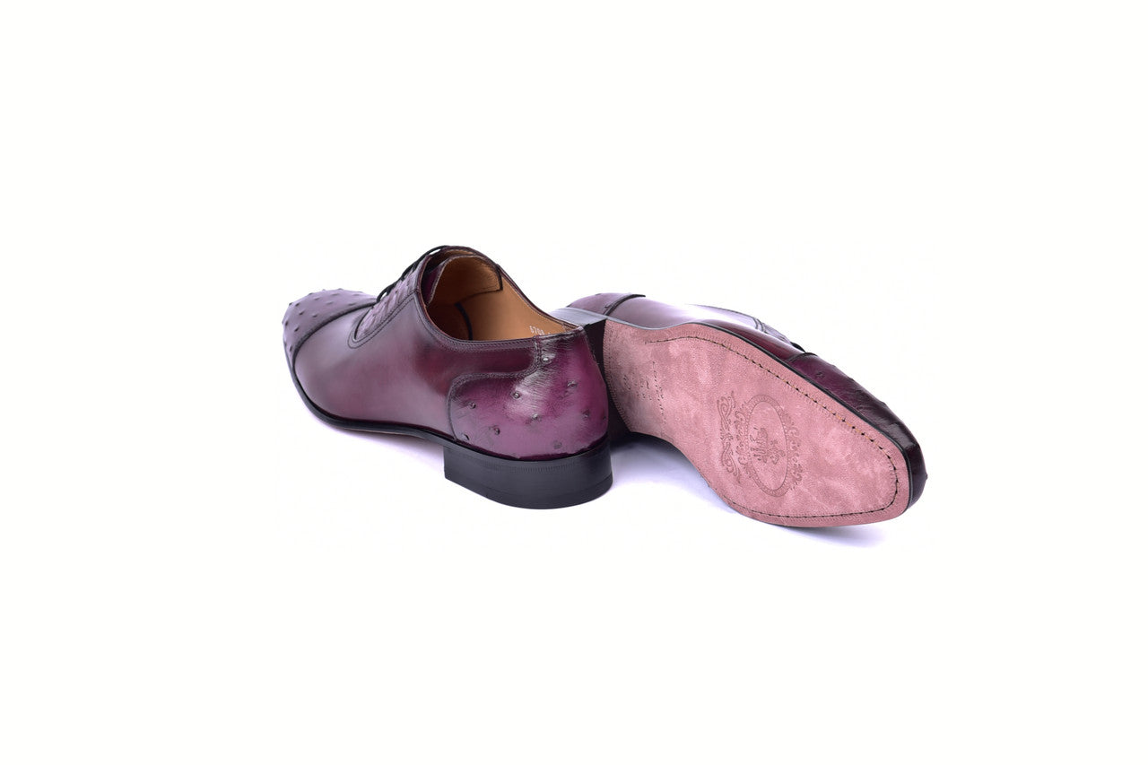 C00013- 6708- Cap toe Ostrich Lace up- Burgundy