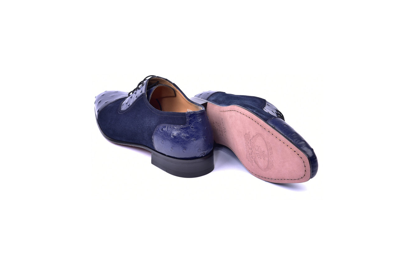 C00015 6708S- Cap toe Ostrich - Navy Suede