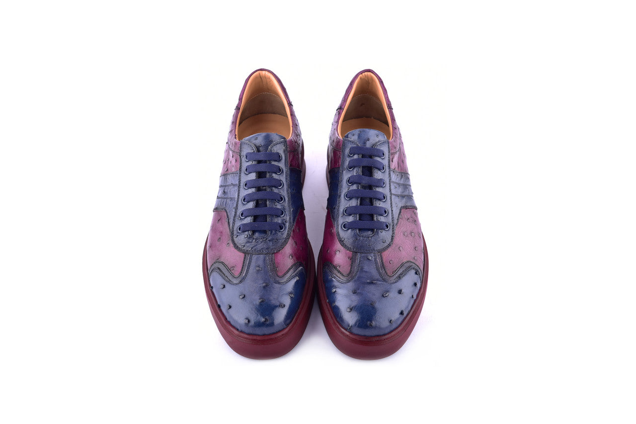 C0013021-6988 Full Ostrich Sneaker- Navy/Burgundy