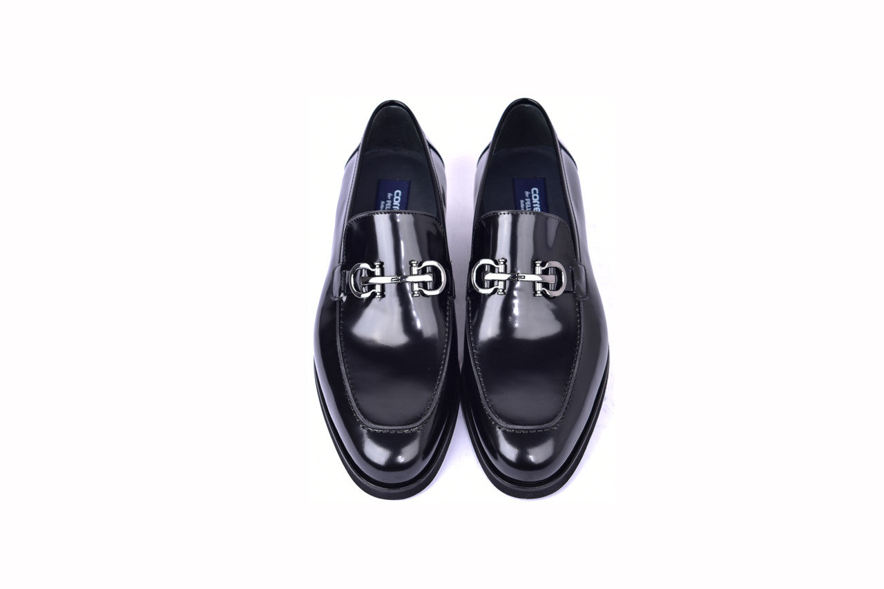 C0001204-7249 Loafer with silver buckle- Black