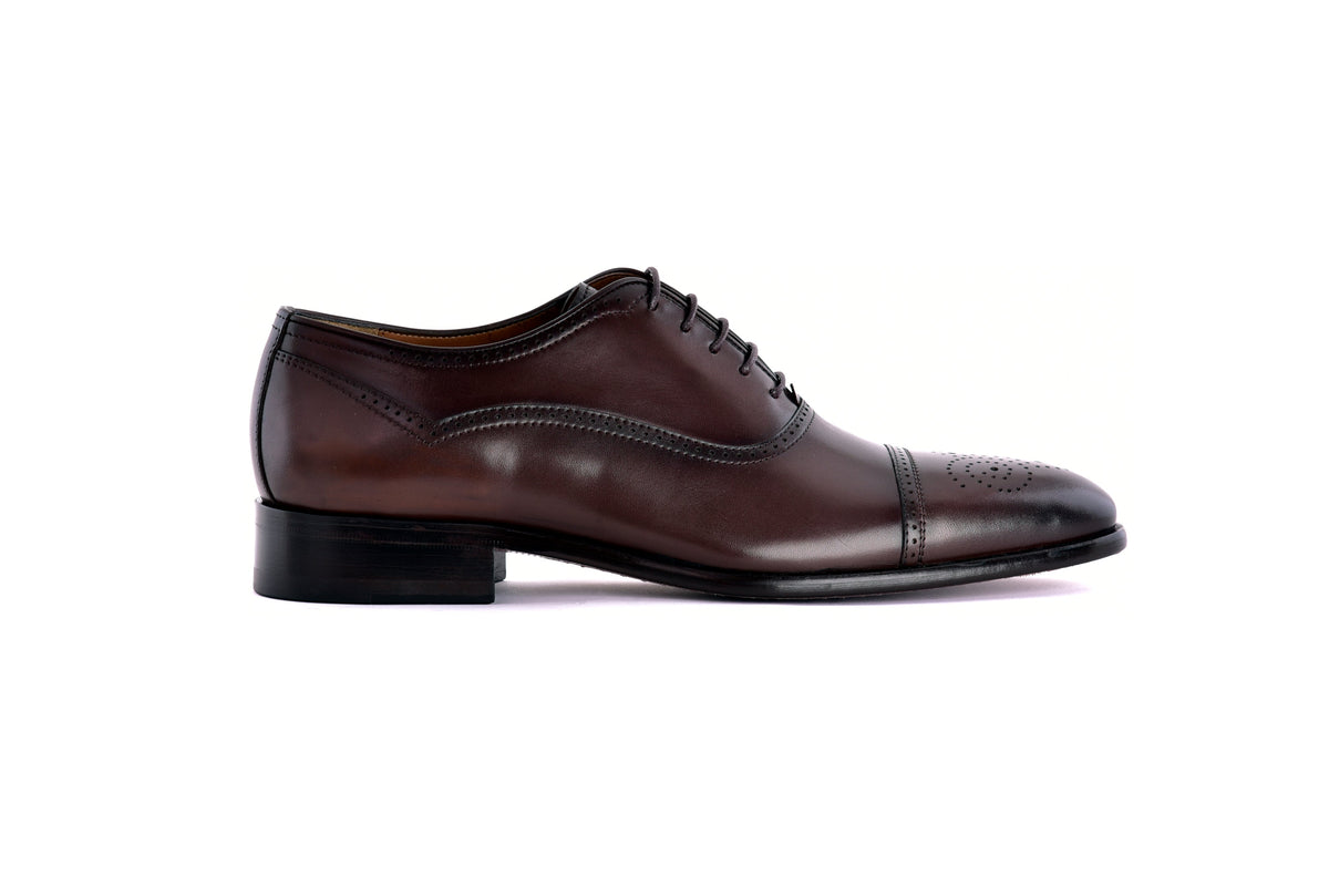C0001105-7960 Perforated Cap toe lace up- Brown