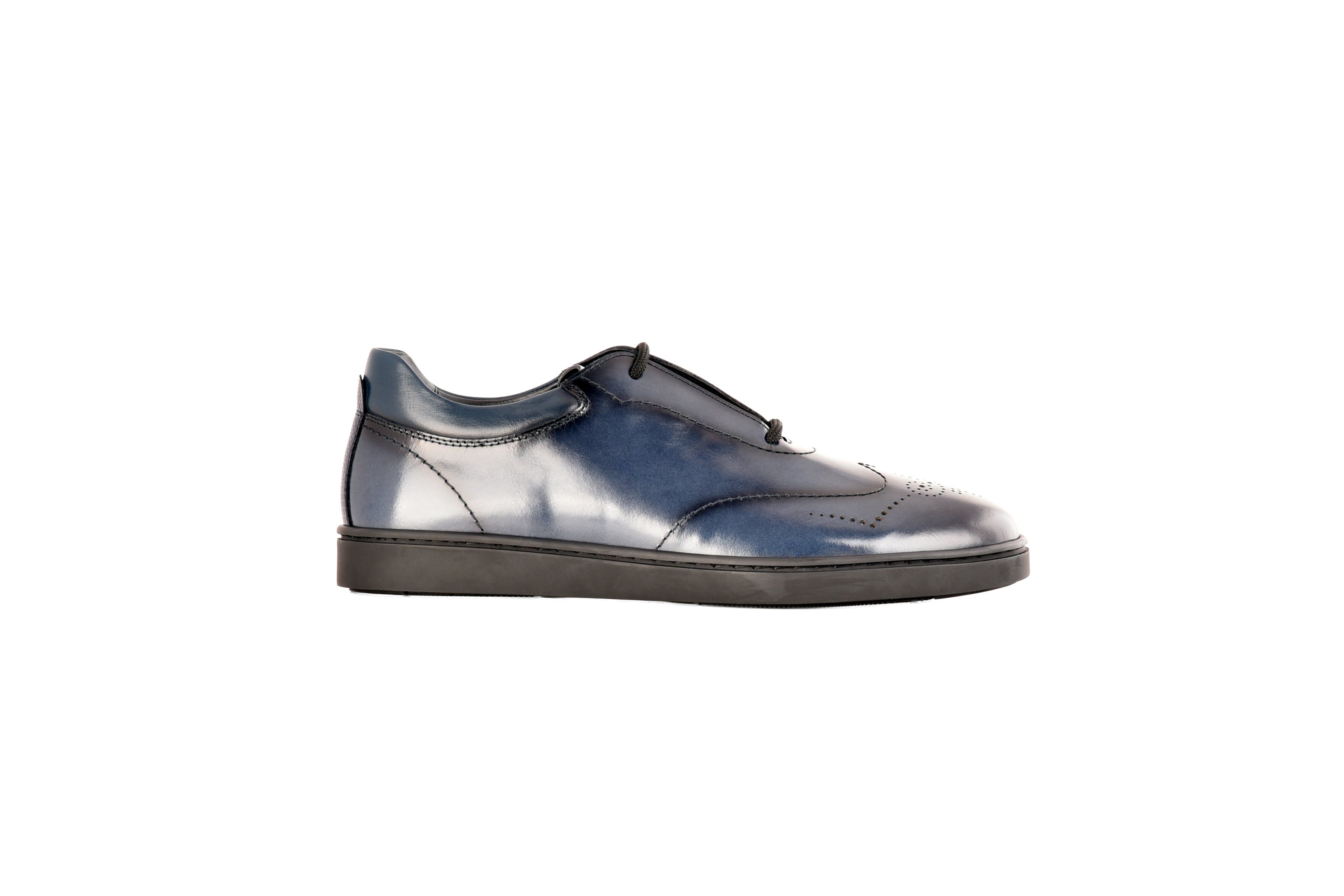 C0116- 8363 Lux leather wingtip fashion Sneaker- Navy