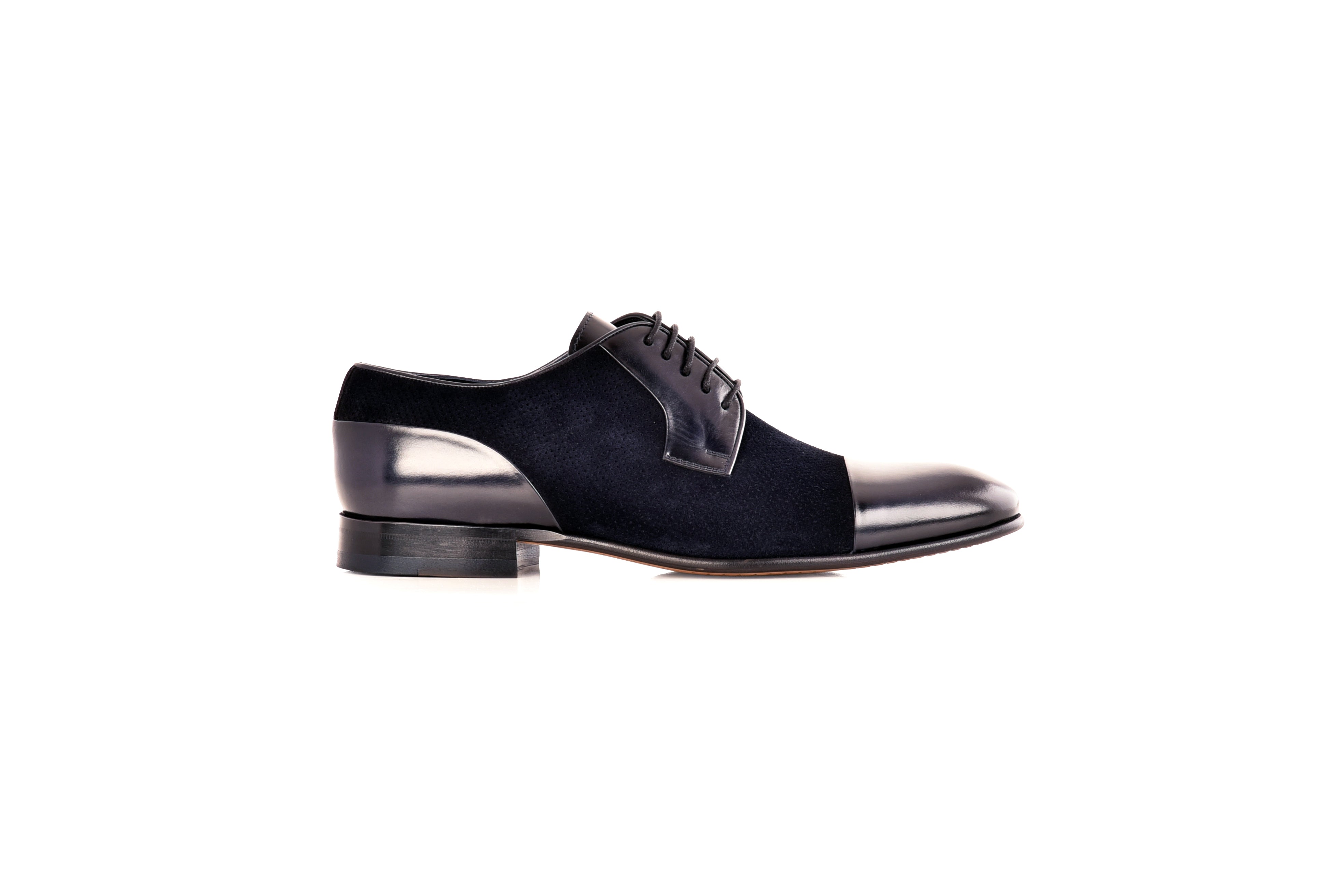 C0111- 8665 Lux leather and suede Cap toe- Navy
