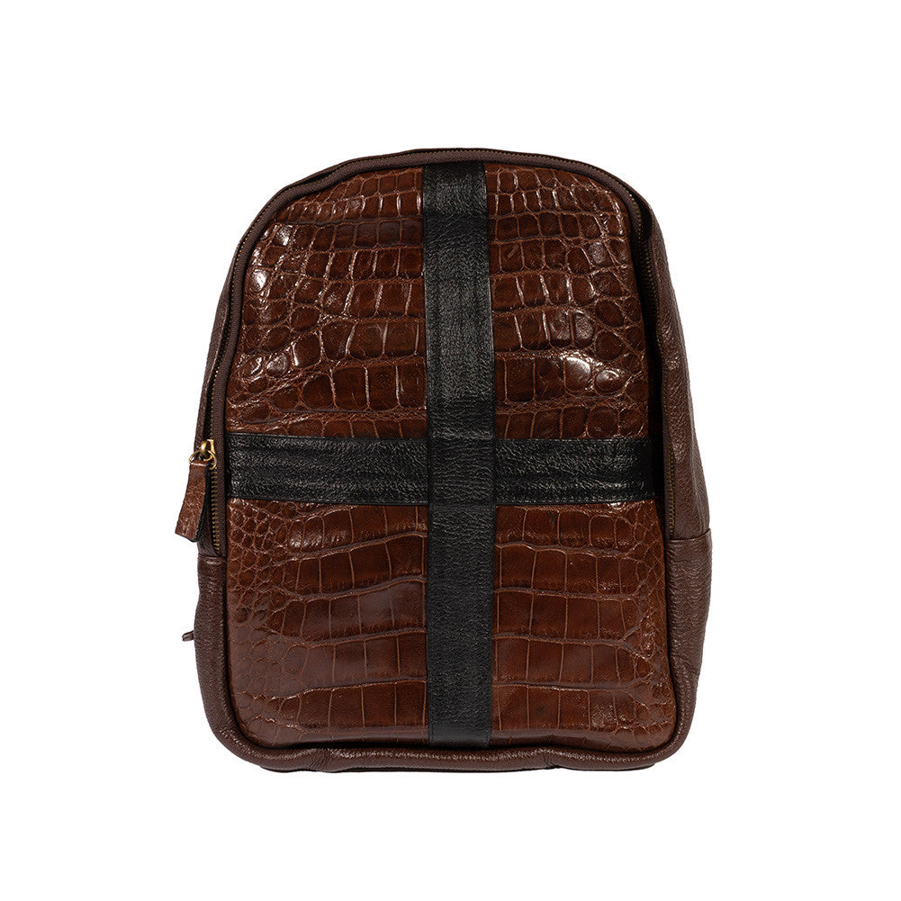 alligator leather backpack Pelleline Exclusive Genuine Alligator Backpack- Brown