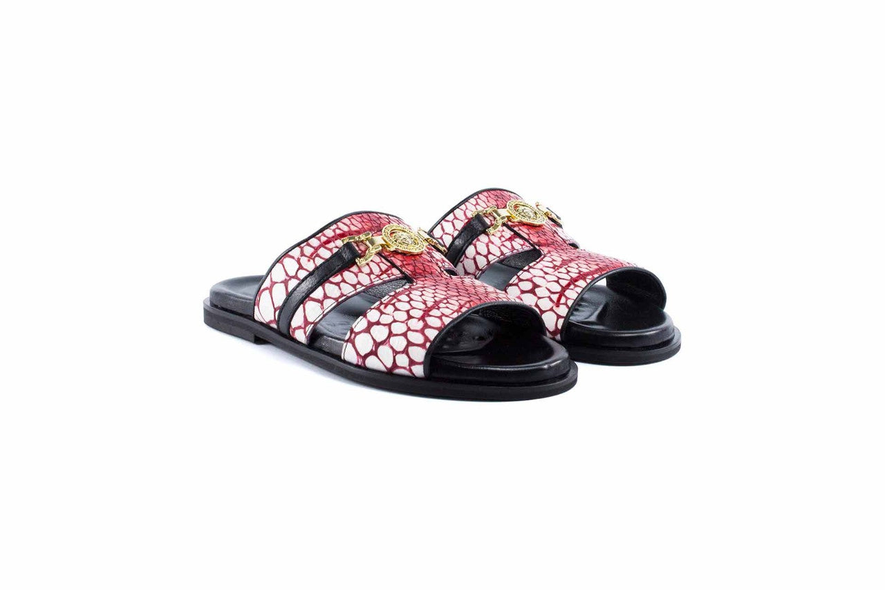 Pelle Line -Vinnie Open toe sandal -Red/White