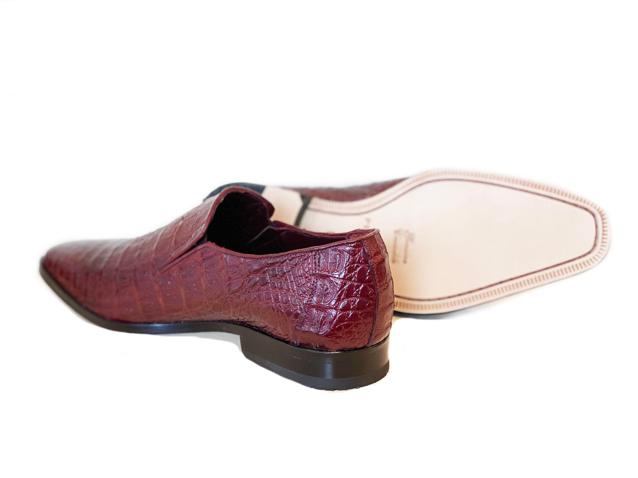 Pelle Line Exclusive Casper Full Crocodile Loafer- Burgundy