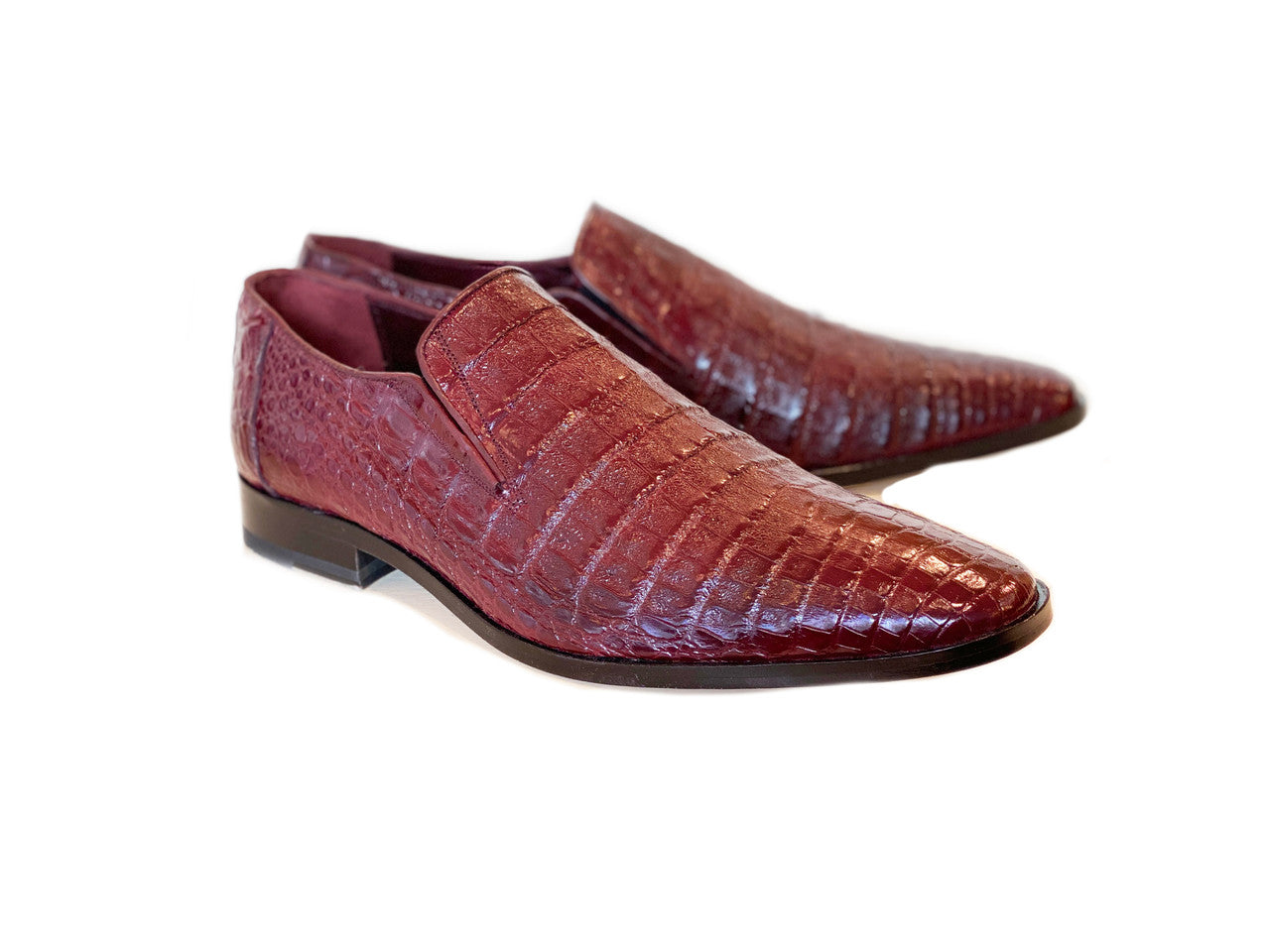 Pelle Line Exclusive Casper Full Crocodile Loafer- Burgundy