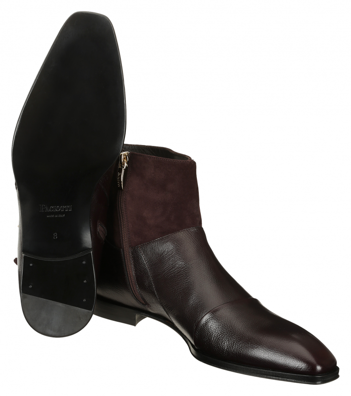 Cesare Paciotti 48203 Suede & Leather Zipper Boot, Bordo