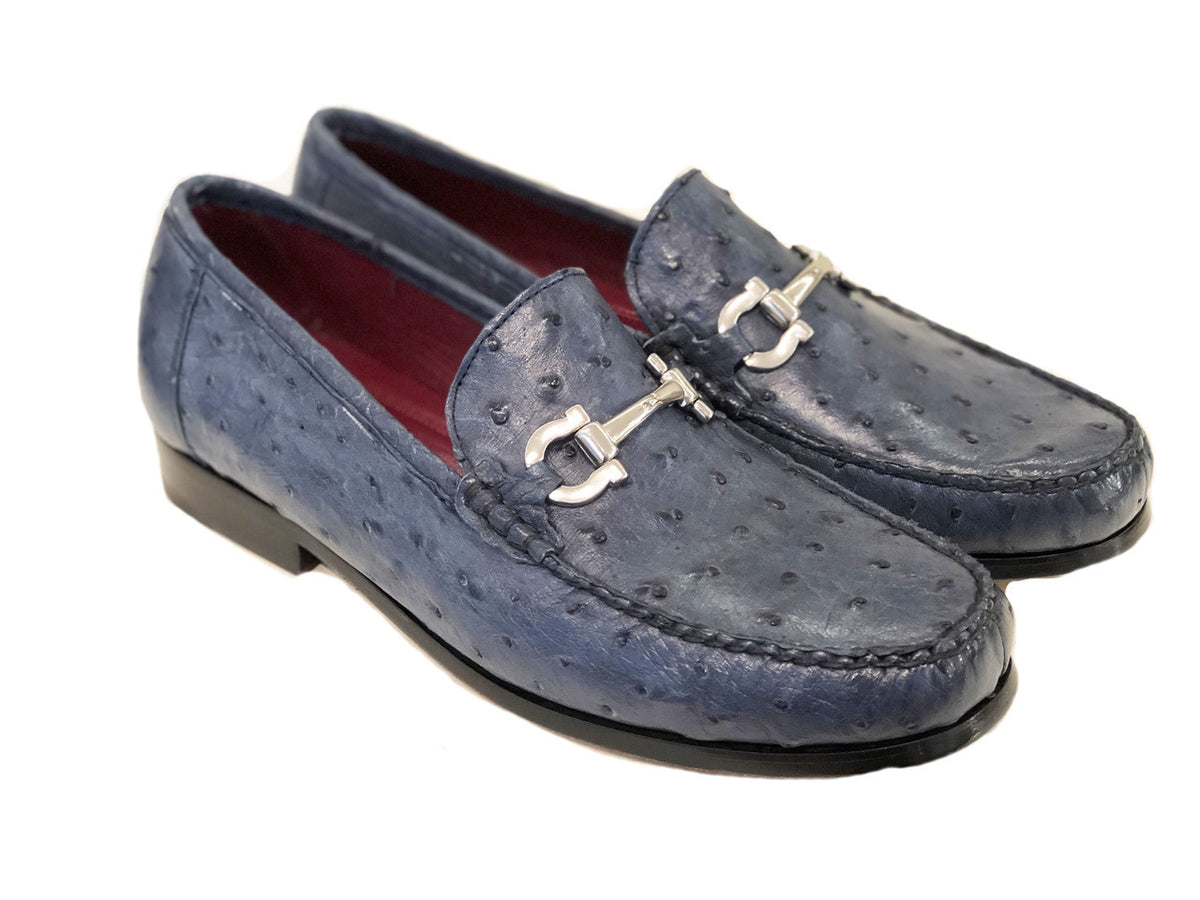 Pelle Line Exclusive Struzzo Bit Loafer- Navy | PelleLine.com display picture 2