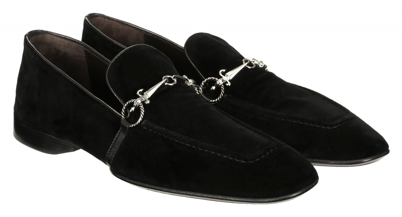Cesare Paciotti 48361 Black Velvet Loafer With Dager Buckle
