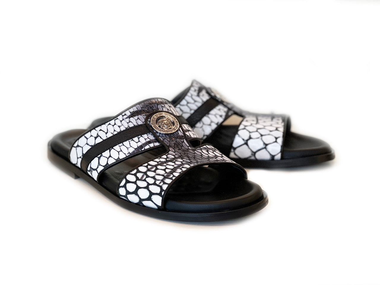 Pelle Line -Vinnie Open toe sandal -Black/white