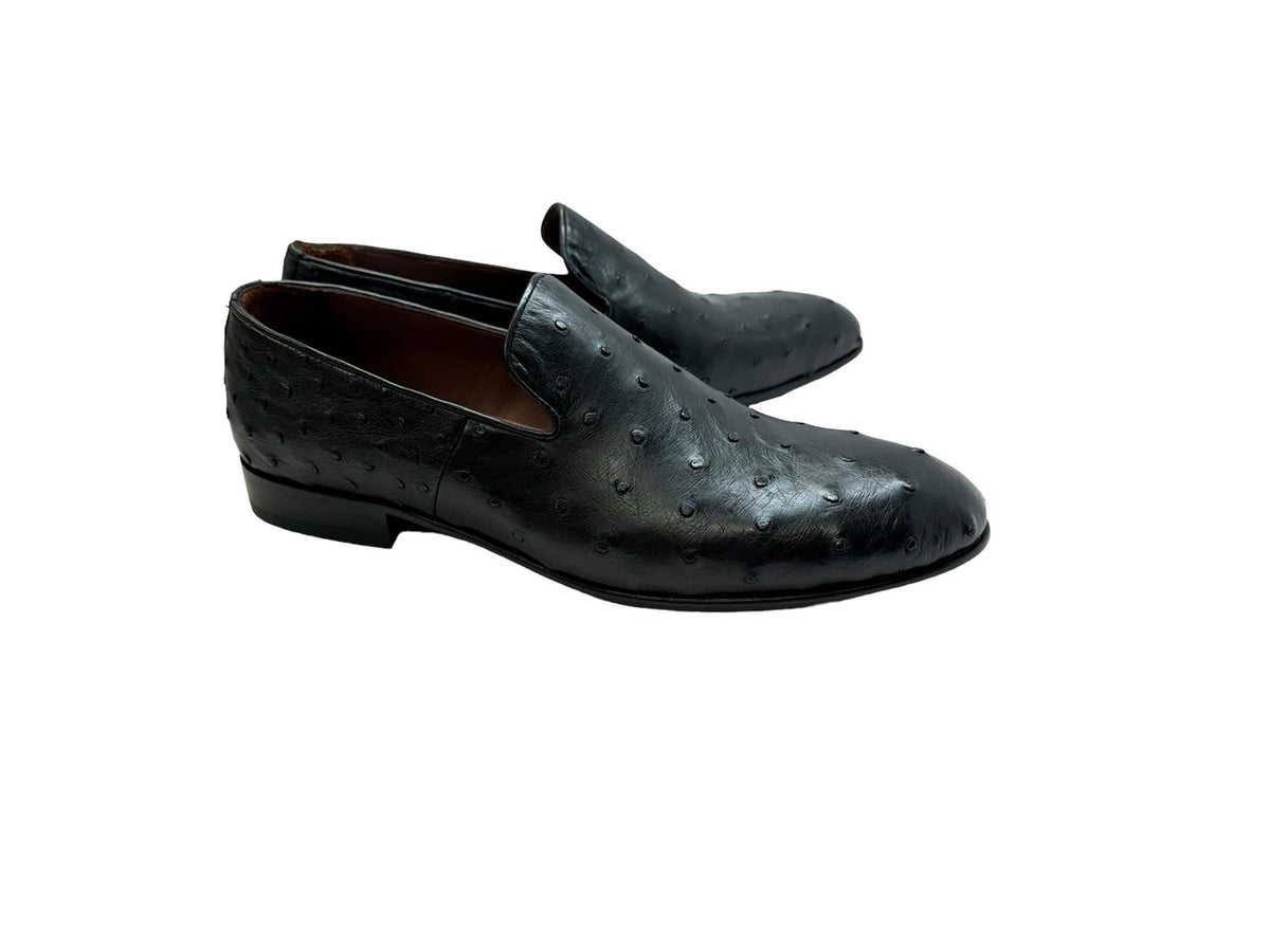 Men\'s Black Ostrich Leather Loafers Mezlan Men main image 2
