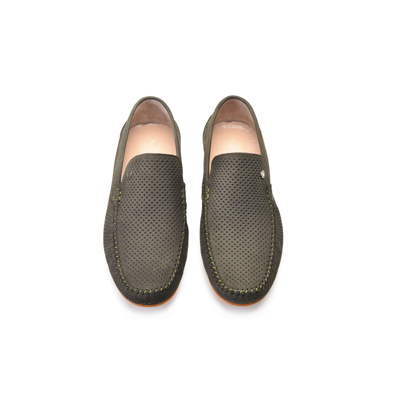 Pelle Line Blaze Perforated Driving shoes-Green