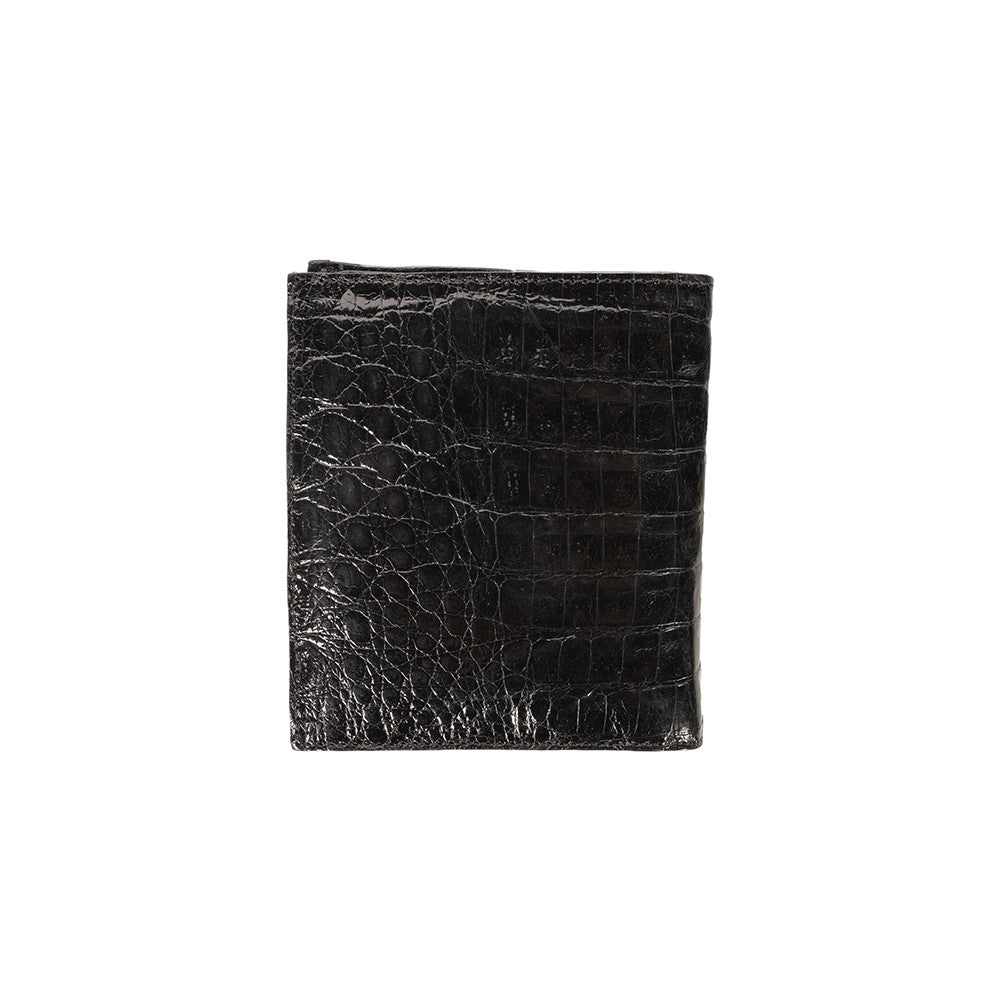 Pelle Line Ostrich 10 Card Wallet -Alligator- Black