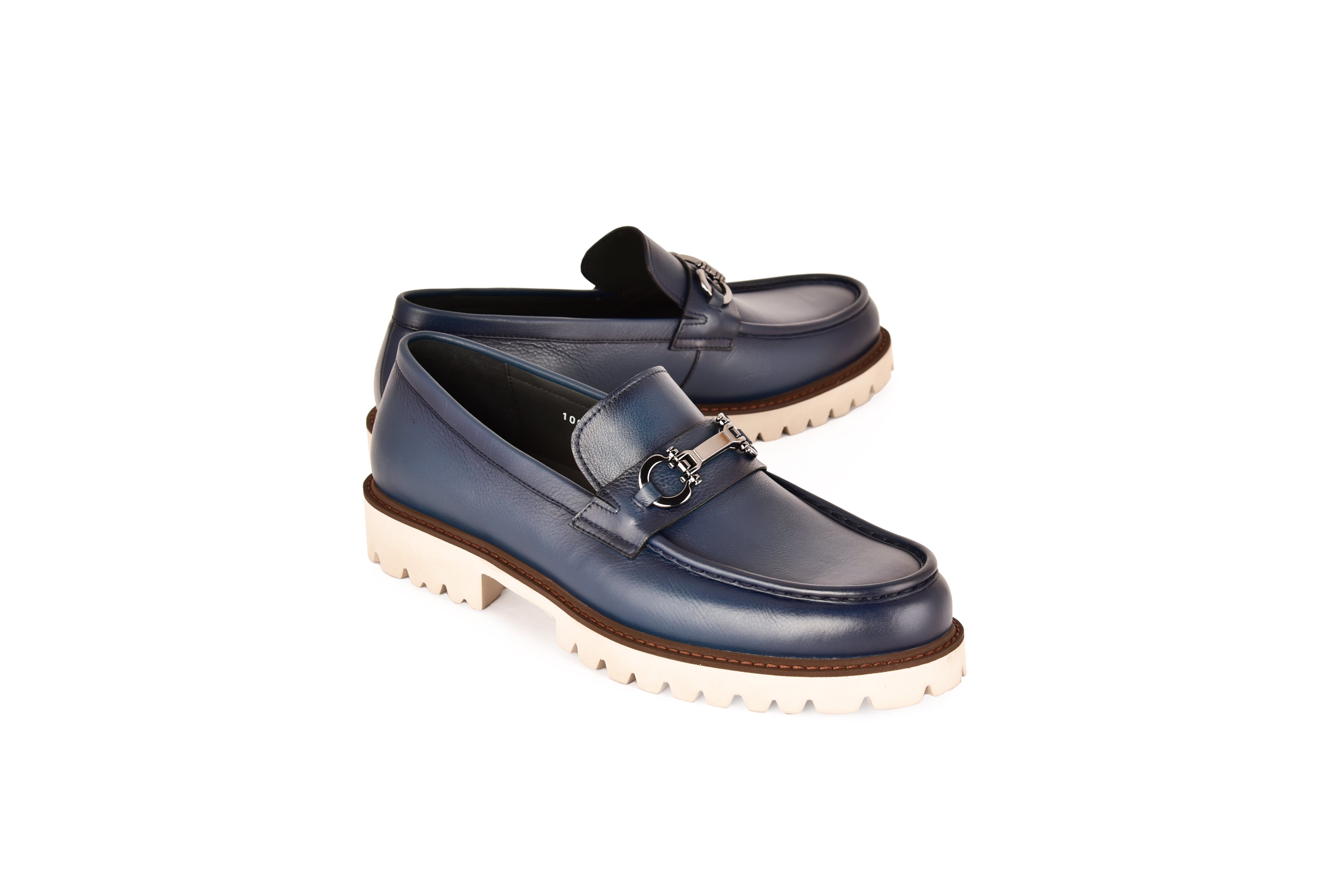 C0001202-7887 loafer with silver buckle-Blue