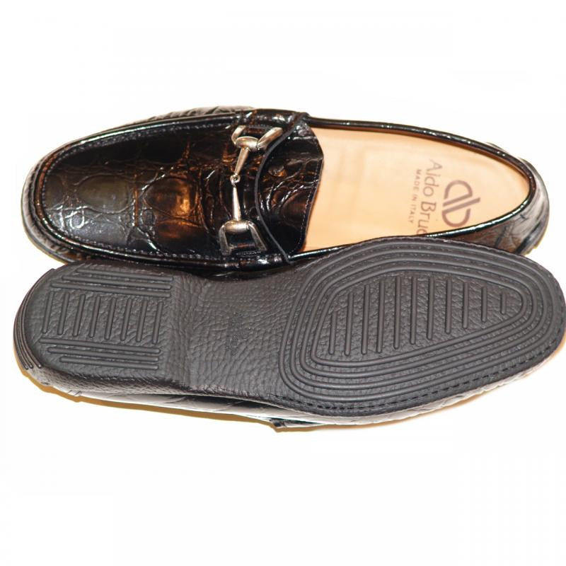 Aldo Brue 1326 Crocodile Leather Driving Shoe Black