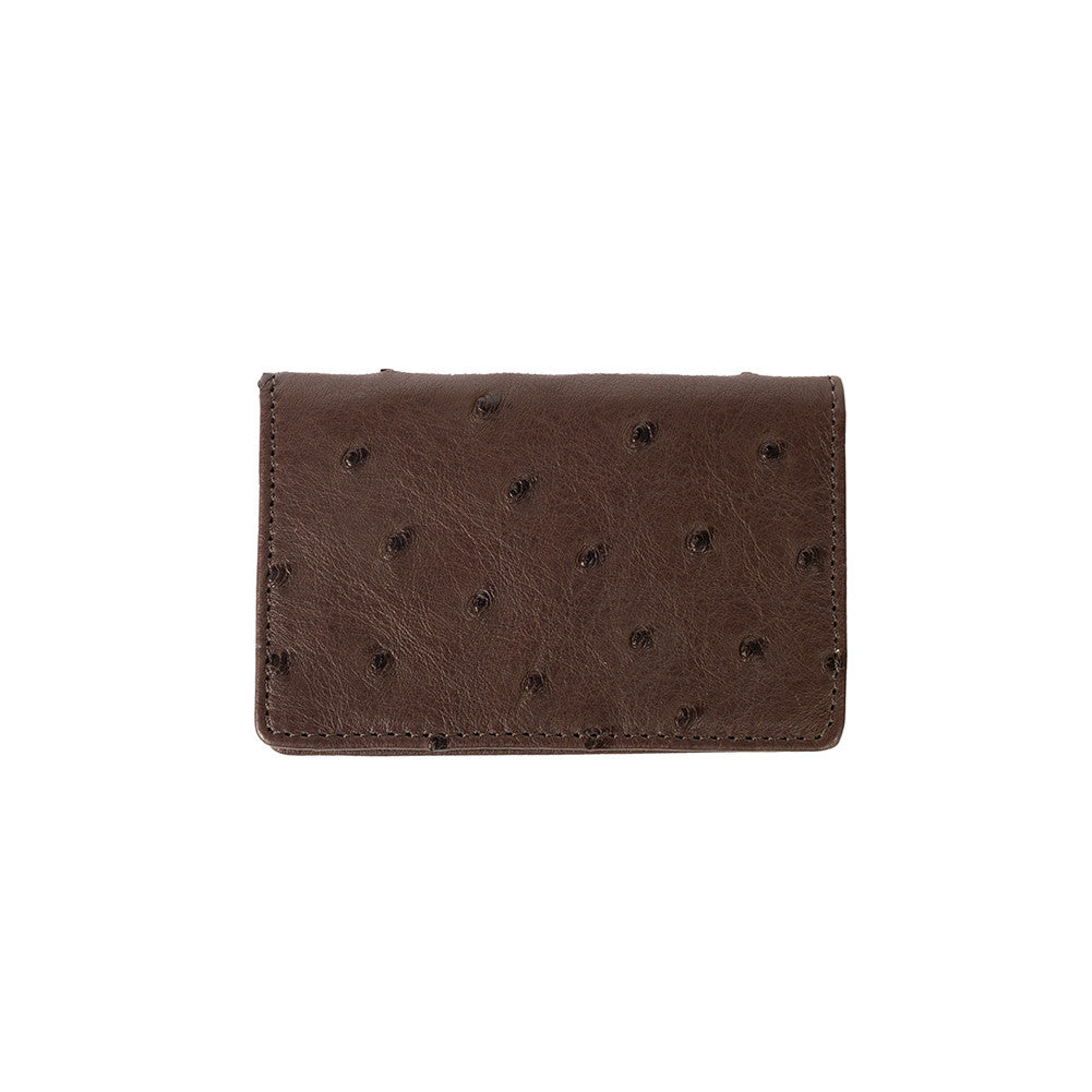 Pelle Line Ostrich Business card holder- Tabac