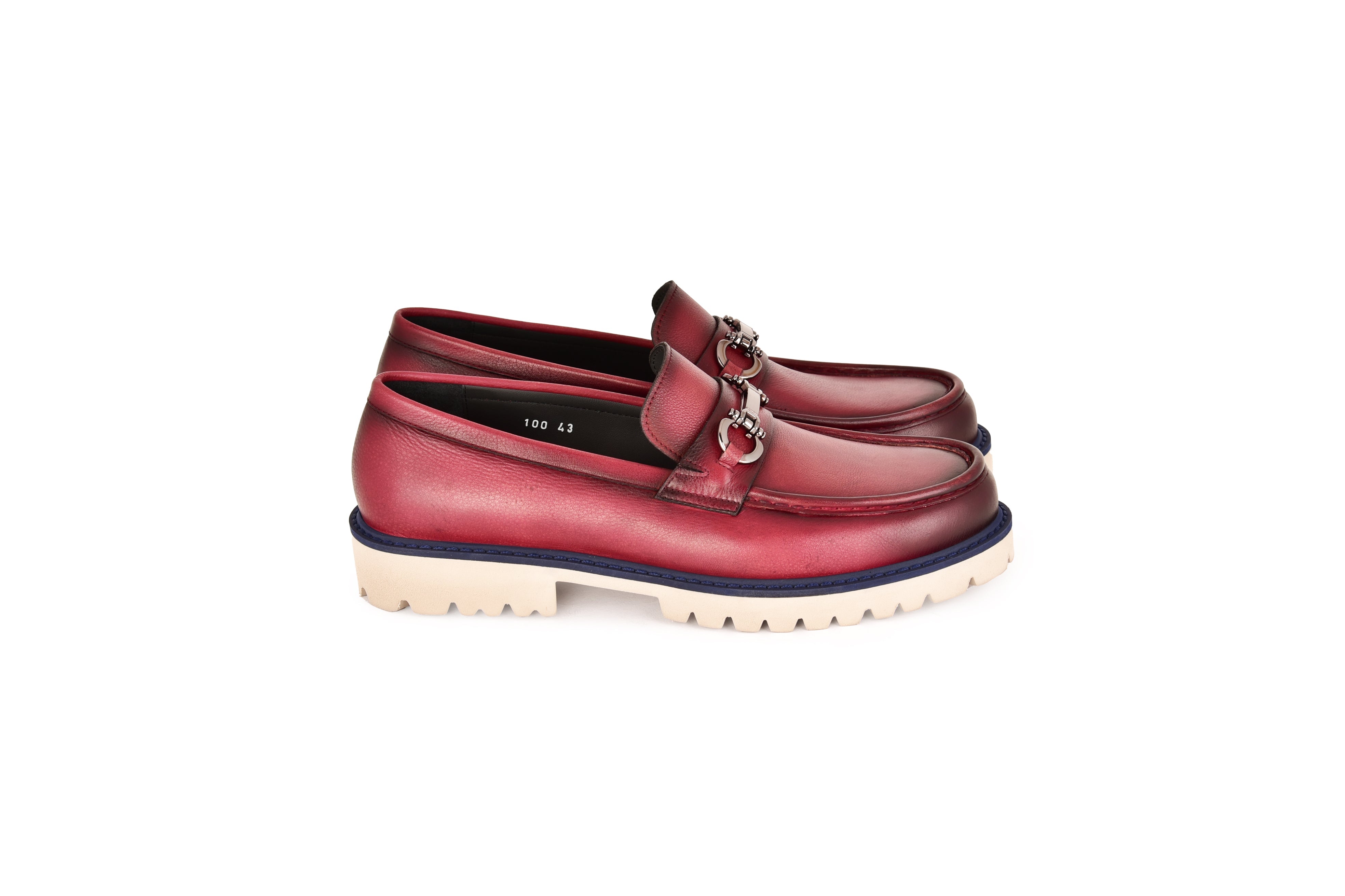C0001203-7887 loafer with silver buckle-burgundy