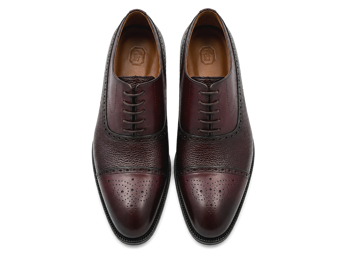 P0025 -2228 -Cap toe deer skin lace up- Burgundy