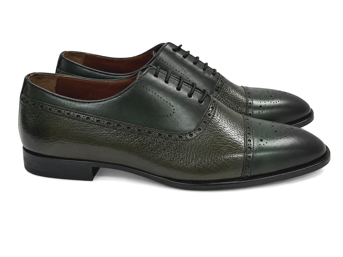 P0023 -2228 -Cap toe deer skin lace up- Green