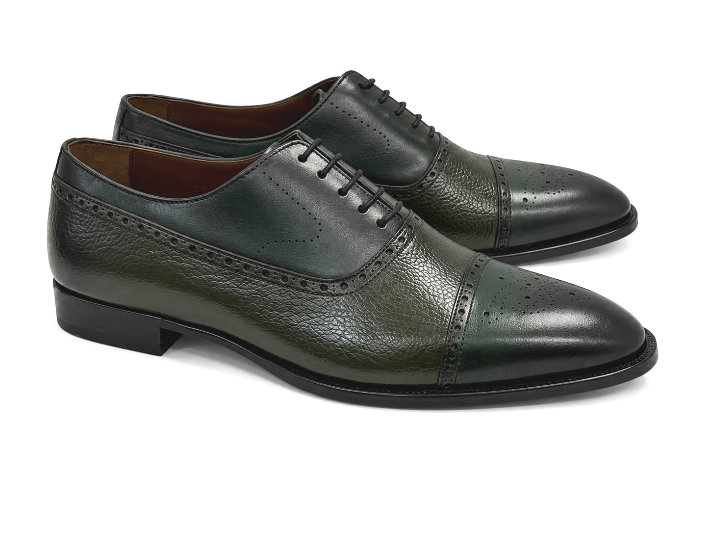 P0023 -2228 -Cap toe deer skin lace up- Green