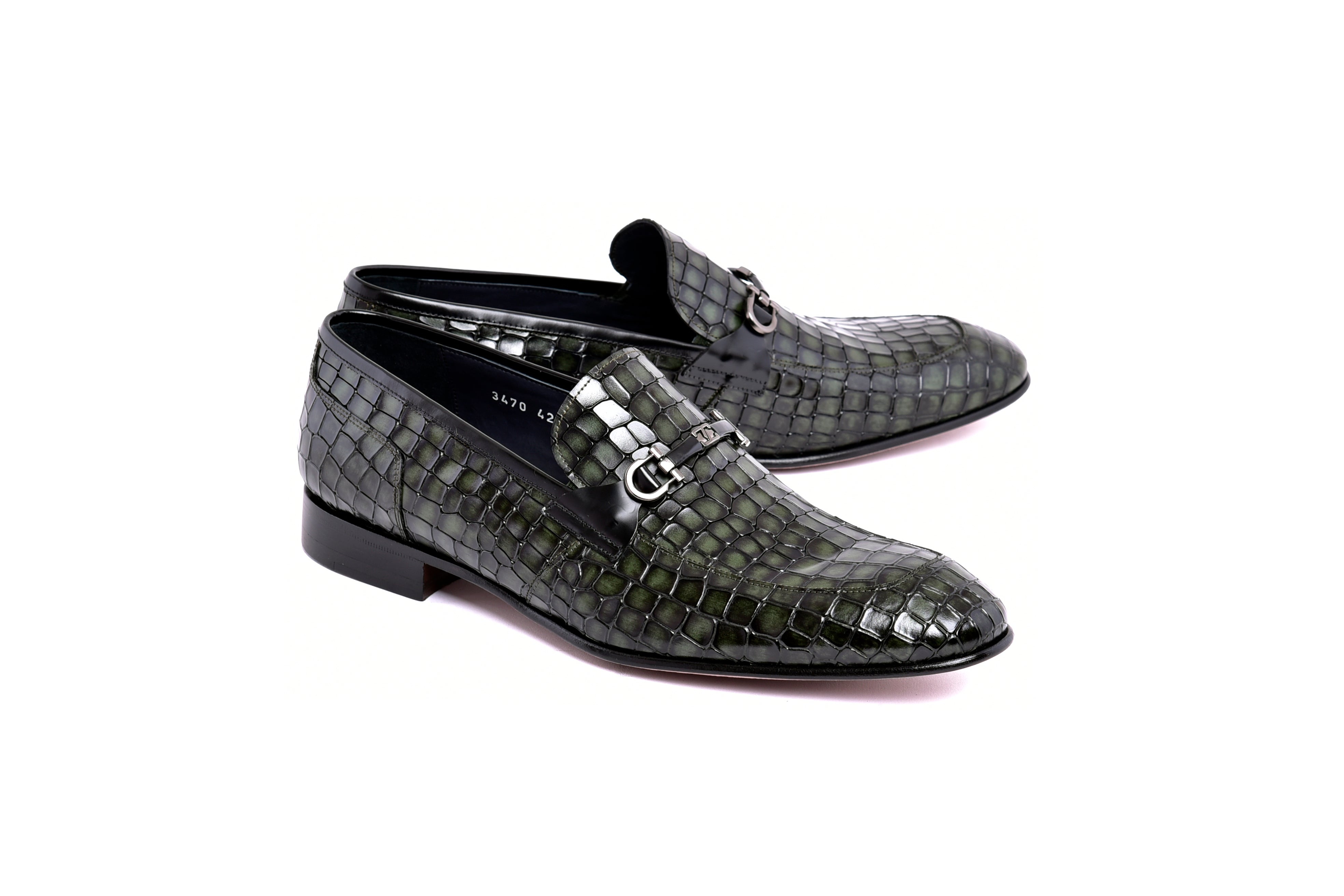 C01708-3470BC Croco Leather with buckle -Green