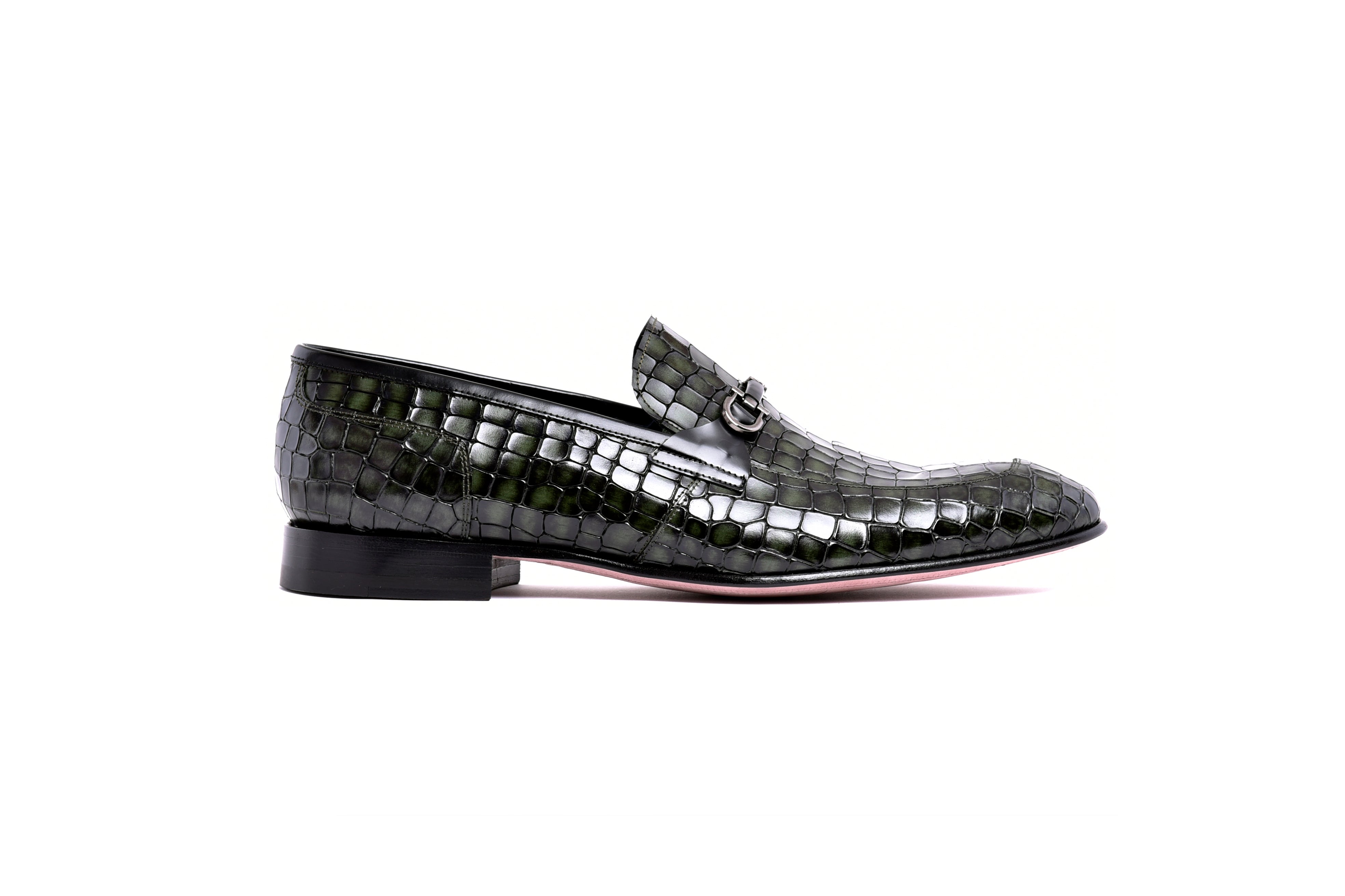 C01708-3470BC Croco Leather with buckle -Green